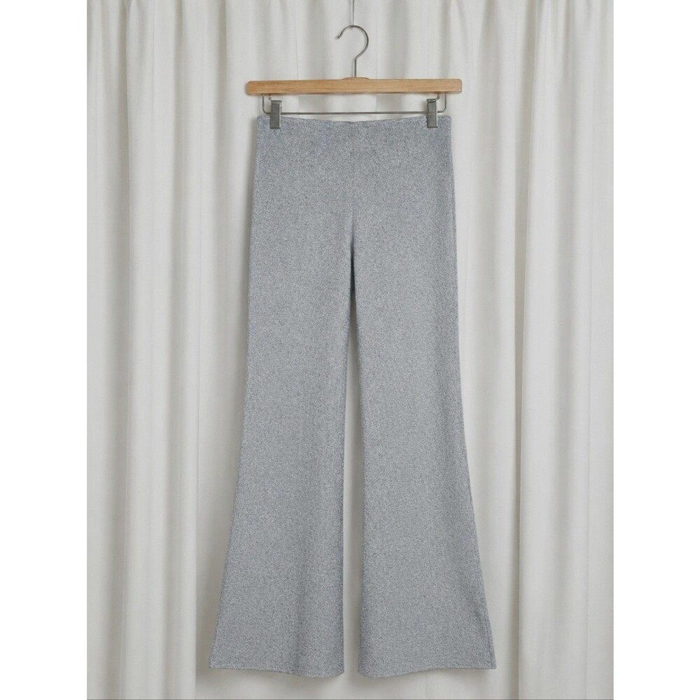 J. Crew Silver Metallic Understated Glamour Soft Stretch Knit Wide Leg Pants